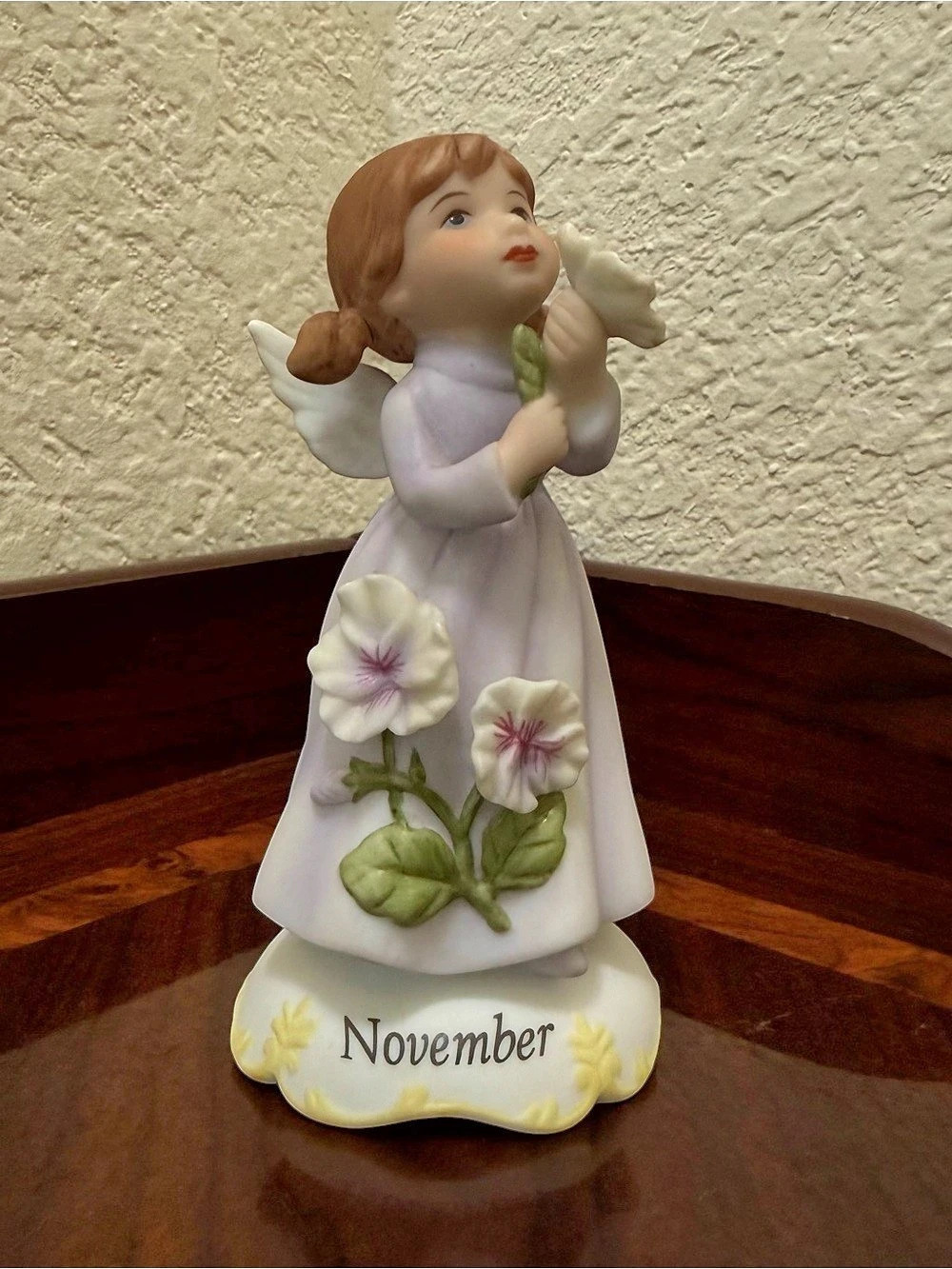 The Hamilton Collection November Angel Figurine Floral Decor